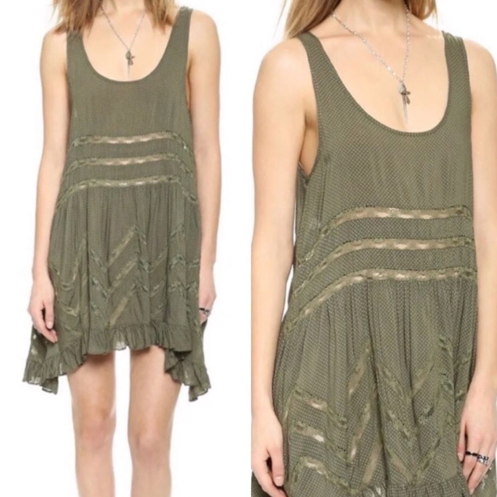 Free People polkadot Voile Lace Trapeze Slip Dress